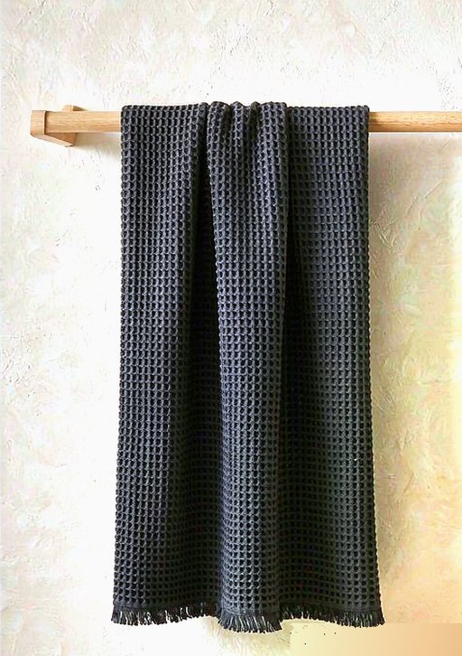 Waffle Bath Towel in Charcoal