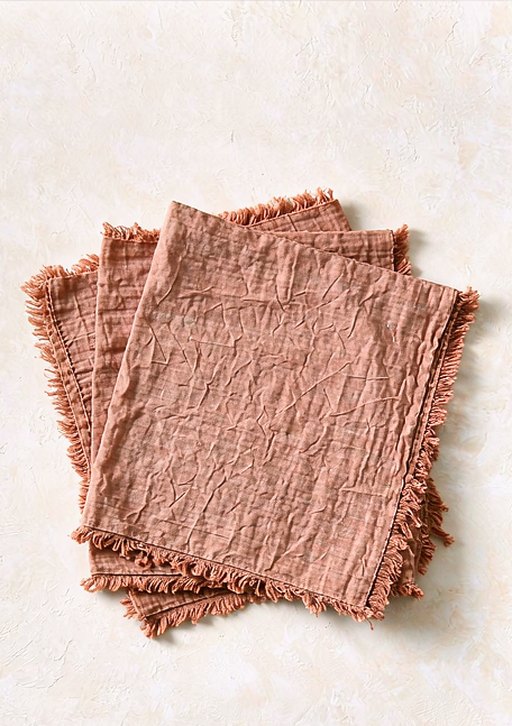 Linen Napkin Set of Four in Clay Rose