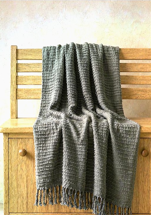 Linen Throw Blanket in Charcoal