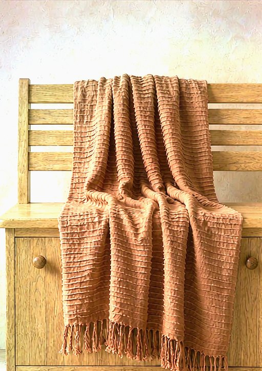 Linen Throw Blanket in Rust